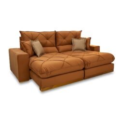 Sofá Retrátil Reclinável Gran Bello 2.50m Veludo Terracota 24 - Molas Ensacadas Pocket