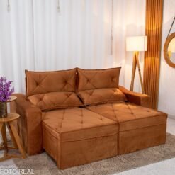 Sofá Retrátil Reclinável Moscou 2.00m Veludo Terracota A62