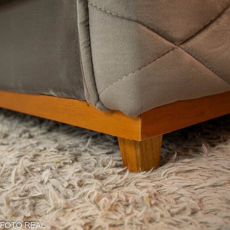 Sofá Vican Veludo Bege 5003 Larg. 2.00m - Molas Bonnel - Imagem 6